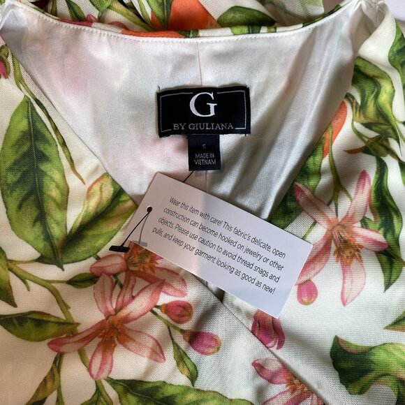 G by Giuliana Womens Dress Faux Wrap Midi Orange Floral Print Ruffle Sz S NWT - Picture 4 of 8